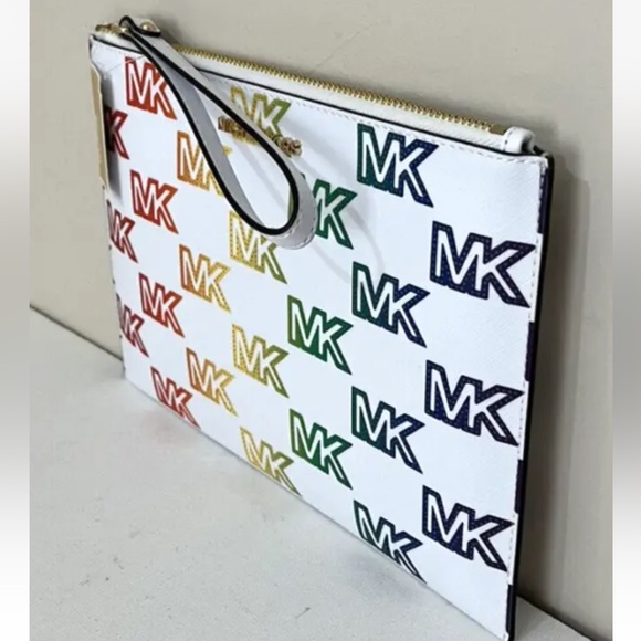 Jet Set Travel X-Large Zip Clutch Wristlet Pride Optic White - Picture 2 of 4